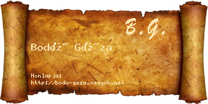 Bodó Géza névjegykártya