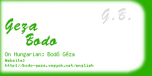 geza bodo business card