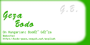 geza bodo business card